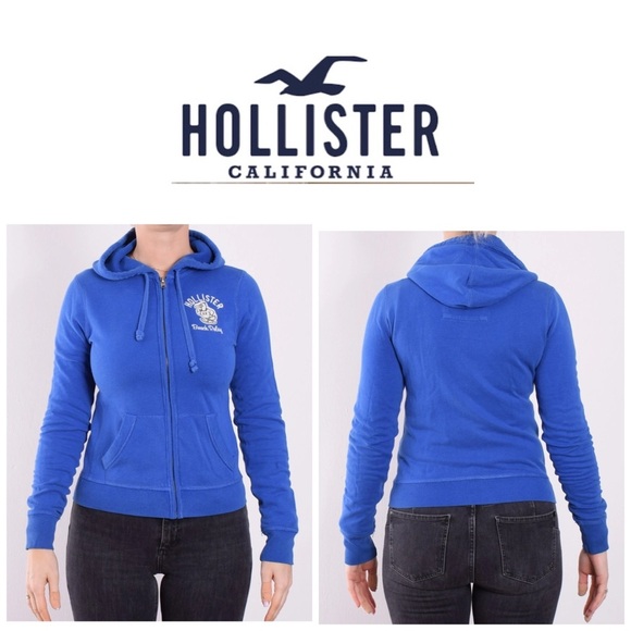Hollister Women's Vibrant Blue Zip-Up Hoodie M - Picture 1 of 7